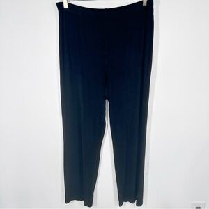 Chicos Travelers Black Pull On Straight Leg Pants Size 2 Large Elastic Waist